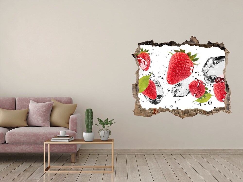 Hole in the wall decal Strawberries and water