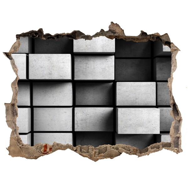 Hole in the wall decal Broken wall with concrete blocks
