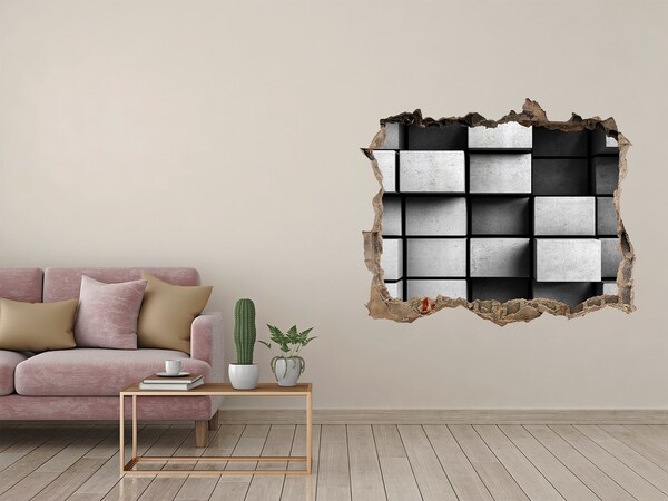 Hole in the wall decal Broken wall with concrete blocks