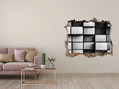Hole in the wall decal Broken wall with concrete blocks
