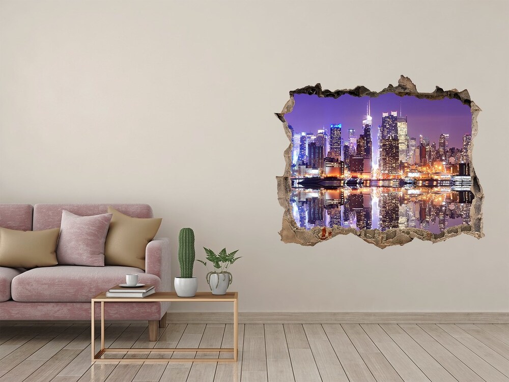 3D wall hole wallpaper Manhattan New York