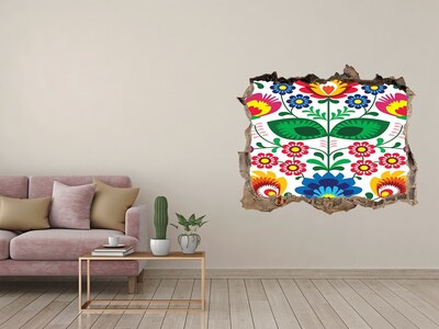 Hole in the wall sticker Floral pattern on a concrete background