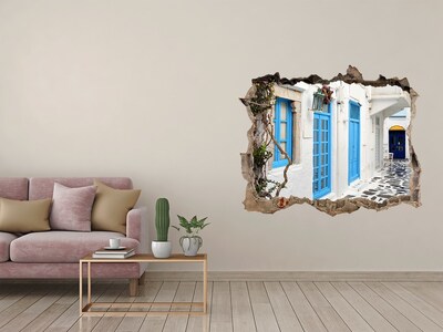 3D wall hole wallpaper The charming streets of Greece
