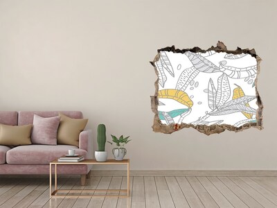 Hole in the wall decal Colorful leaves