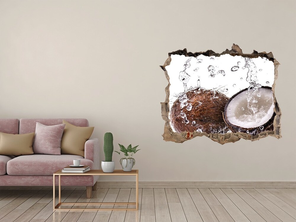 3D wall hole wallpaper Coconut and water