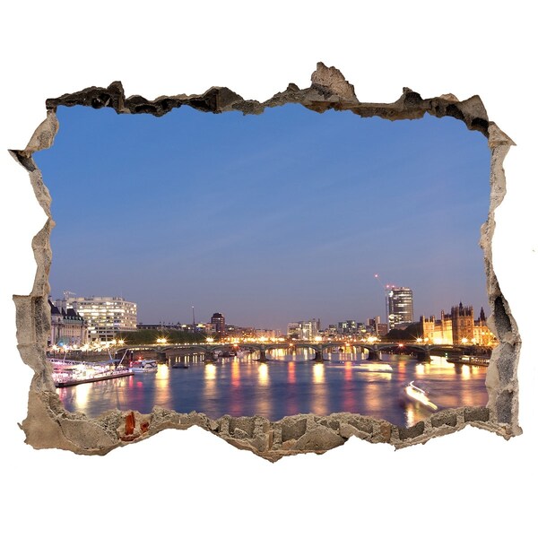 3D wall hole wallpaper View of London at night