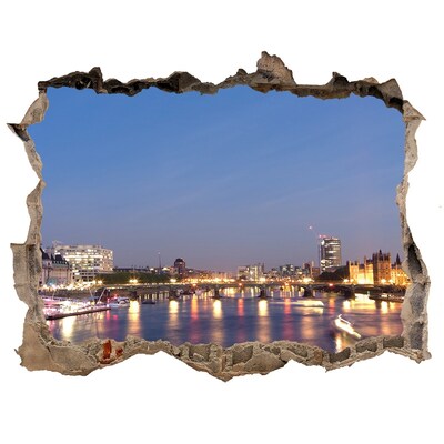 3D wall hole wallpaper View of London at night