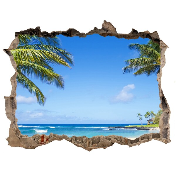 Hole wall sticker Caribbean Beach Through a Hole in the Wall