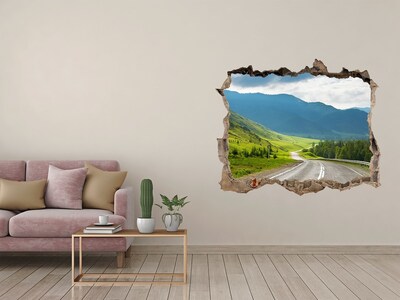 Hole wall sticker A picturesque road in the mountains
