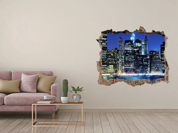 Hole in the wall decal New York skyline at night