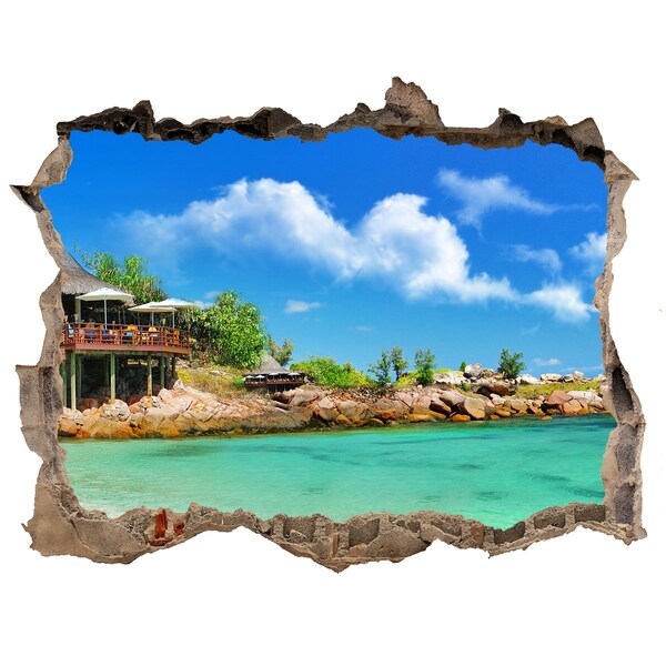 Hole wall sticker Seychelles beach