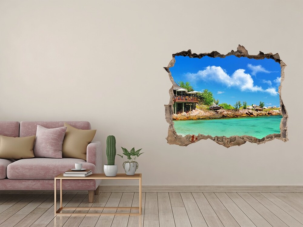 Hole wall sticker Seychelles beach