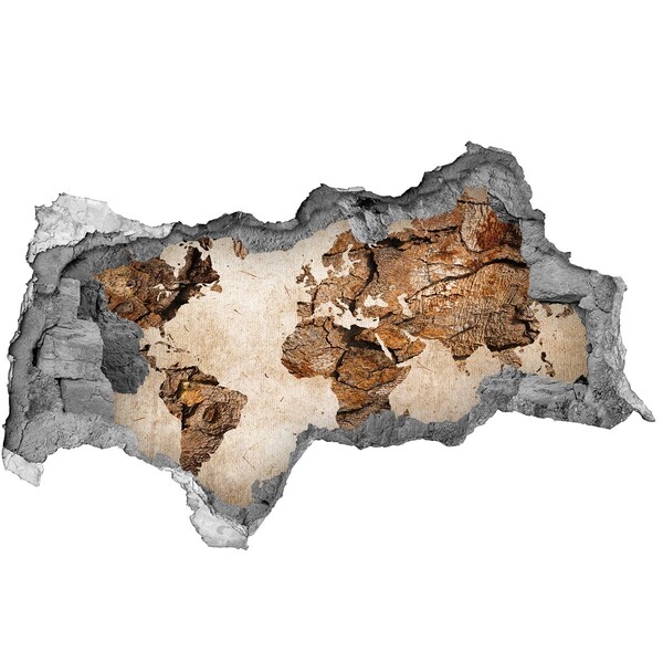 Hole wall sticker A damaged wall with a world map