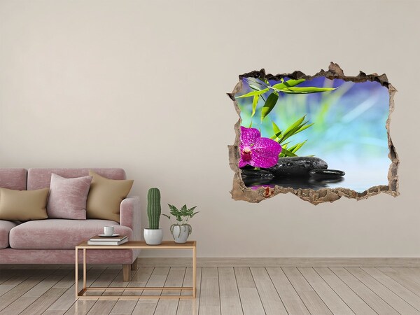 3D wall hole An oasis of peace with an orchid