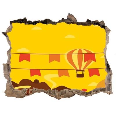 Hole wall sticker Balloon landscape in the mountains