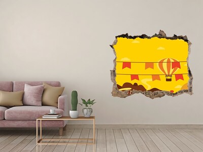 Hole wall sticker Balloon landscape in the mountains