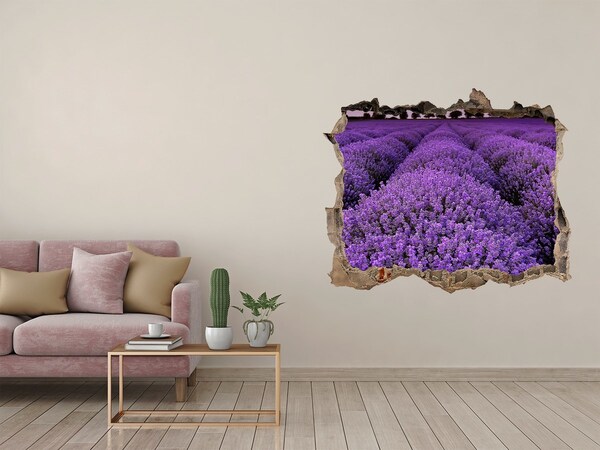 3D wall hole wallpaper A lavender field in full bloom