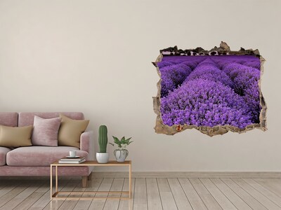 3D wall hole wallpaper A lavender field in full bloom