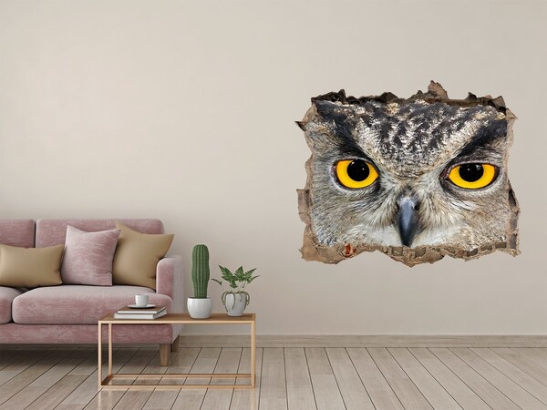 Hole wall sticker Owl in concrete