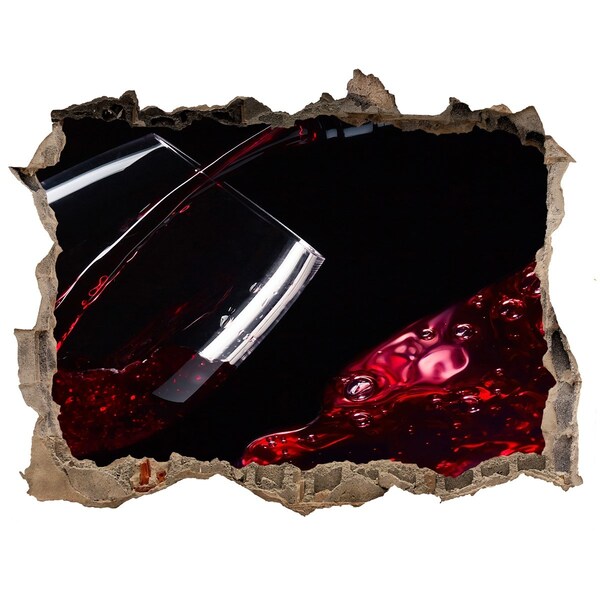 3D wall hole wallpaper Red wine in a broken wall
