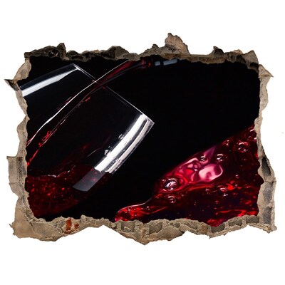 3D wall hole wallpaper Red wine in a broken wall