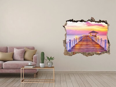 Hole wall sticker Sunset over the pier