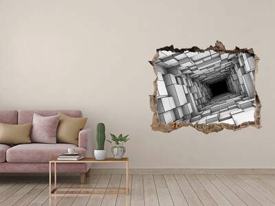 Hole in the wall sticker Tunnel from cubes