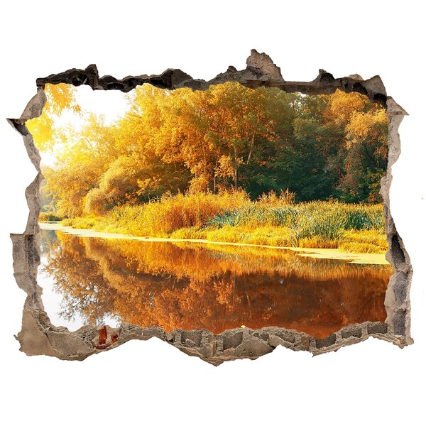 Hole in the wall decal Autumn landscape by the river