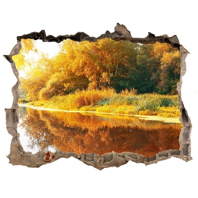 Hole in the wall decal Autumn landscape by the river