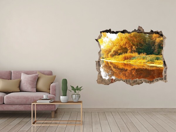 Hole in the wall decal Autumn landscape by the river