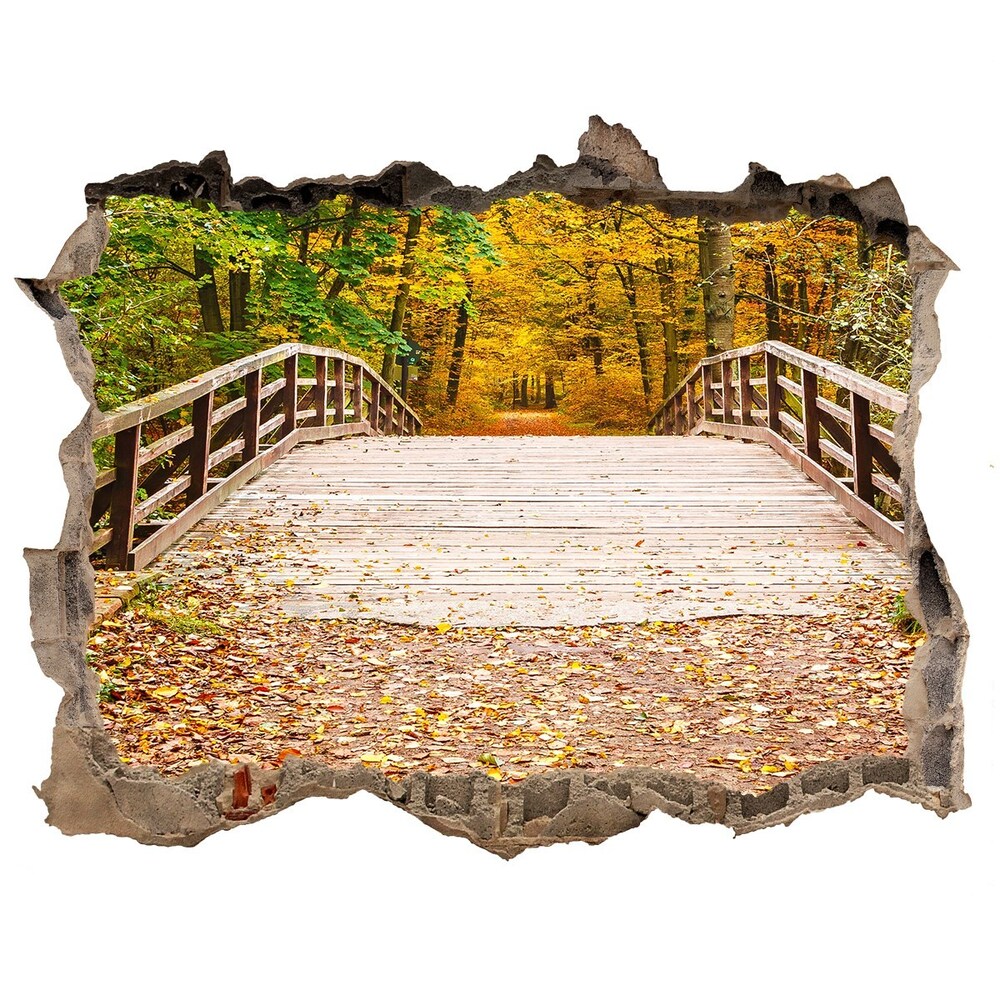 Hole in the wall decal Bridge in the Forest Autumn