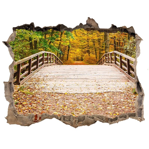 Hole in the wall decal A bridge in the autumn forest