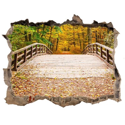 Hole in the wall decal A bridge in the autumn forest