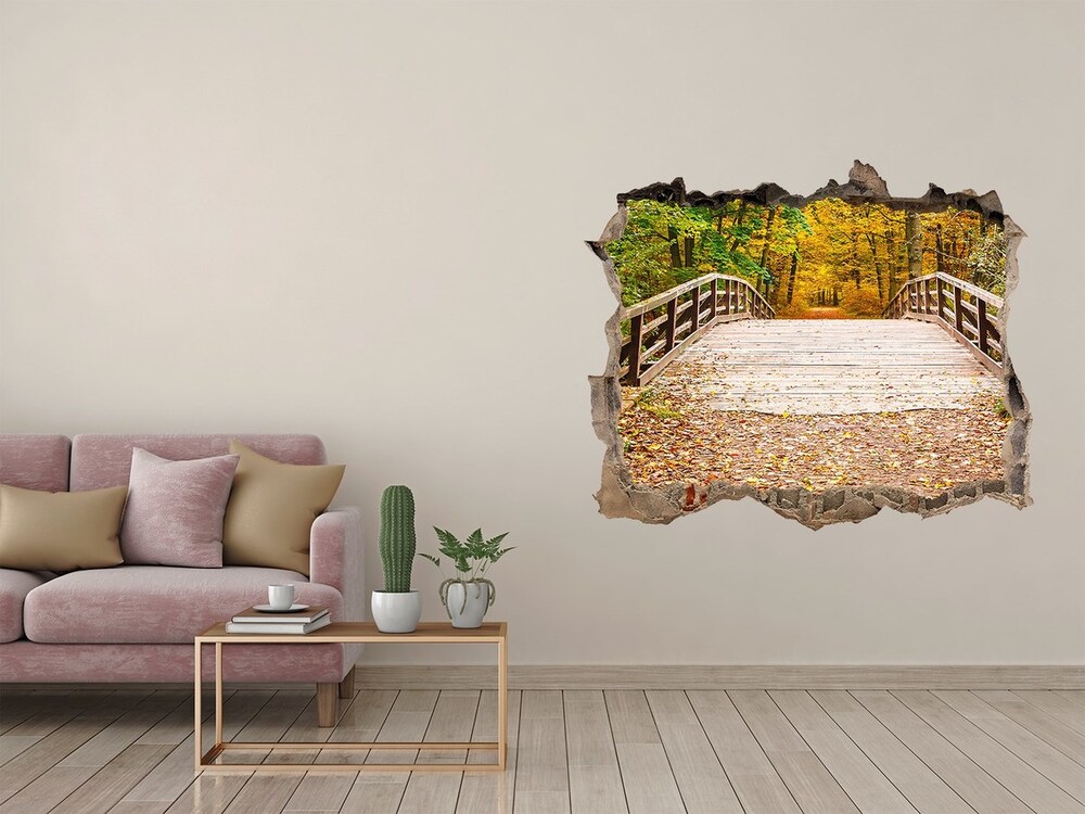 Hole in the wall decal Bridge in the Forest Autumn