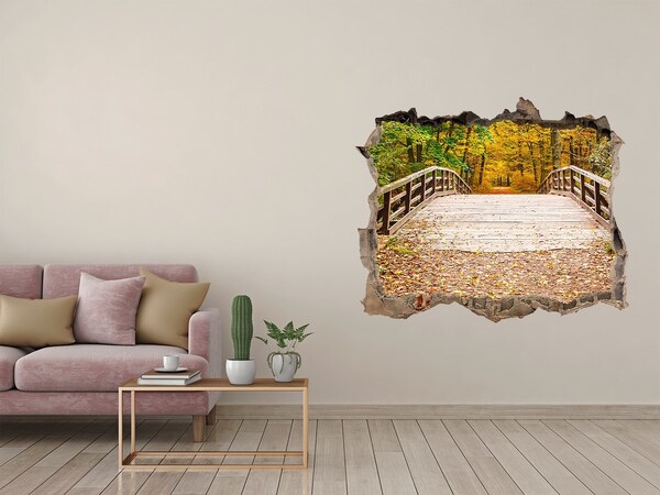 Hole in the wall decal A bridge in the autumn forest