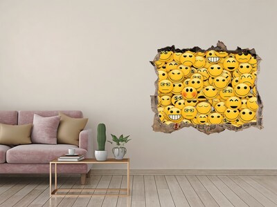 Hole in the wall decal Smiling Emojis in a Hole in the Wall