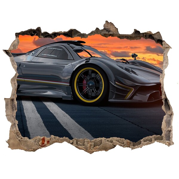 Hole in the wall decal A racing car on the track
