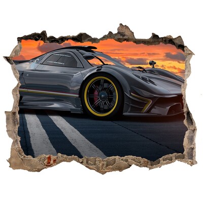 Hole in the wall decal A racing car on the track