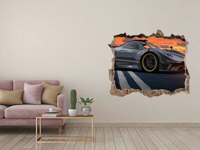 Hole in the wall decal A racing car on the track