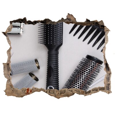 Hole in the wall decal Hairdressing accessories in a hole in the wall