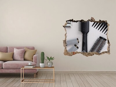 Hole in the wall decal Hairdressing accessories in a hole in the wall