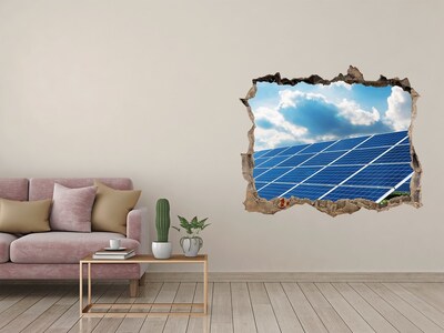 Hole wall sticker Solar panels in the clouds