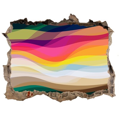 Hole in the wall sticker Colorful waves on a concrete background