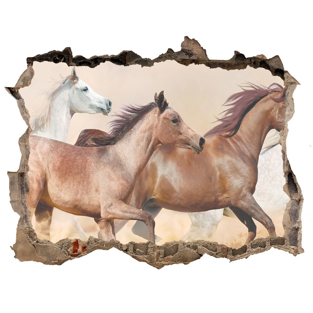 Hole wall sticker Horses at gallop