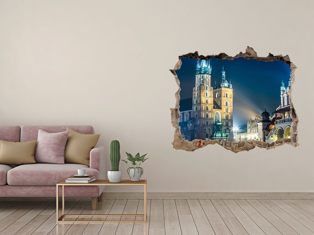 Hole in the wall decal Krakow at night