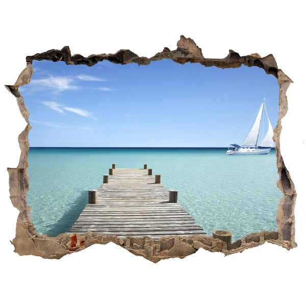 3D wall hole Pier over the turquoise sea
