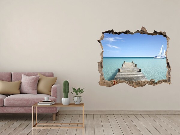 3D wall hole Pier over the turquoise sea