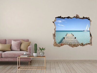 3D wall hole Pier over the turquoise sea