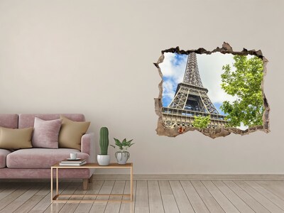 3D wall hole The Eiffel Tower in Paris