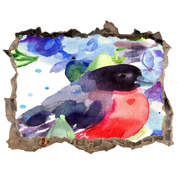 3D wall hole A bird in a colorful composition